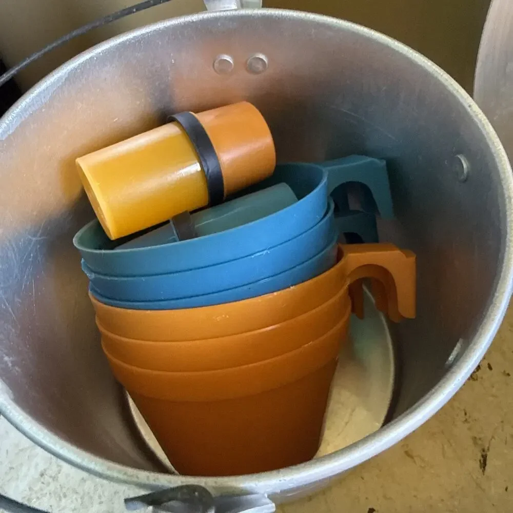 Vintage Seaway 6 Party Aluminum Cook Set Camping Cooking Pot Pan Plate Cup w/Box